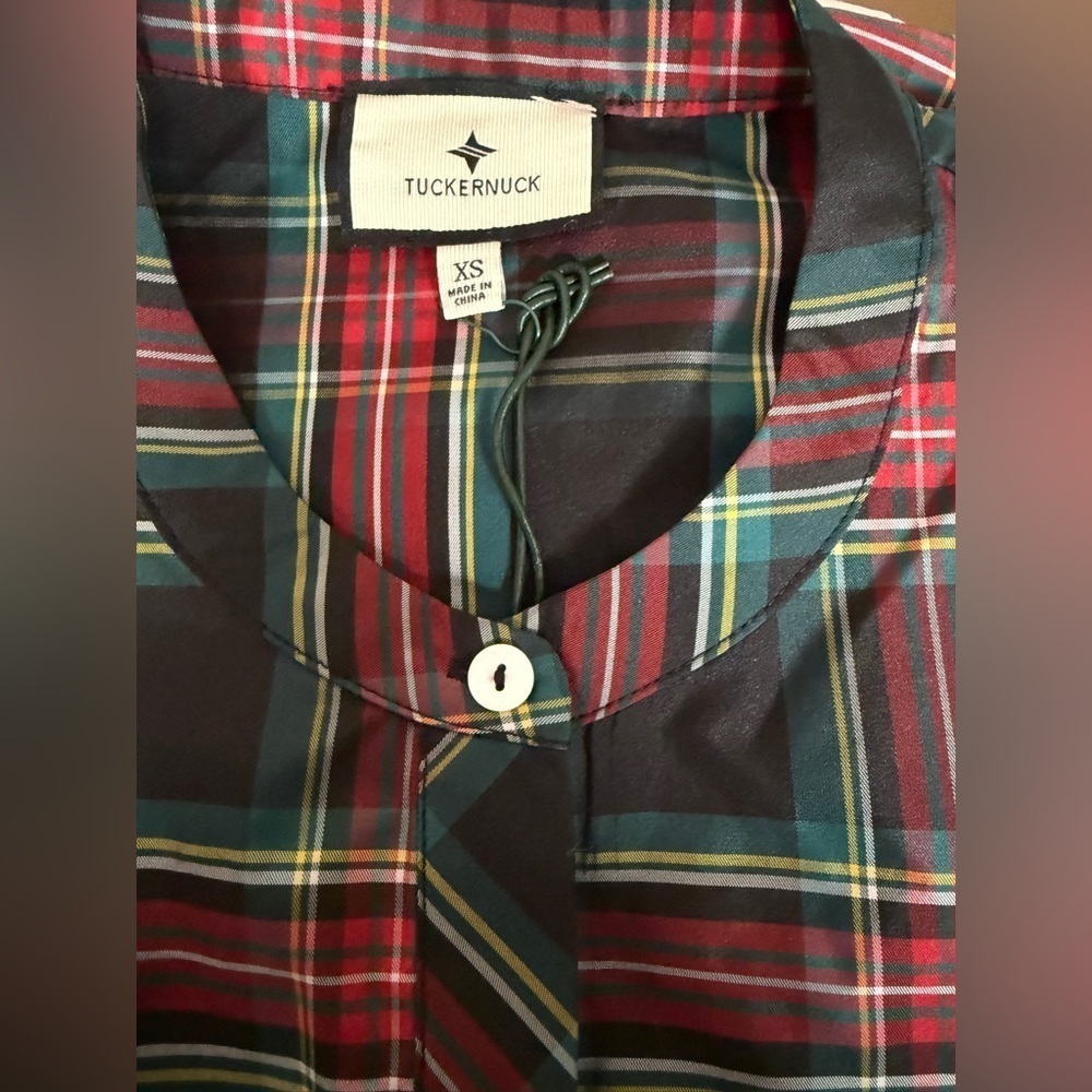 Tuckernuck Festive Plaid Tartan Royal Shirt Dress XS Holiday Mini NWT - Picture 6 of 12